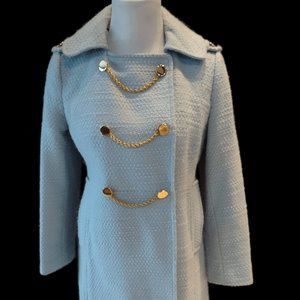 Milly Jackie O Style Car Coat Wool USA Made Powder Blue or Baby  Blue Size 6